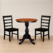 Pemberly Row 3-Piece Wood Dining Set with Ladder Back Chairs in Black & Cherry