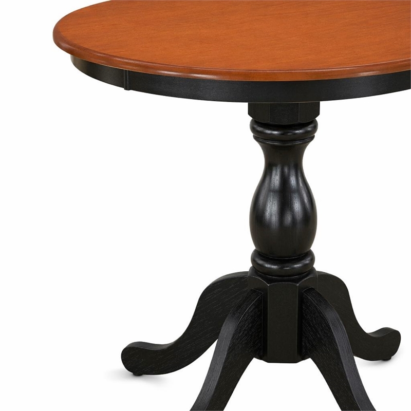 Pemberly Row 3-Piece Wood Dining Set with Ladder Back Chairs in Black & Cherry