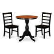 Pemberly Row 3-Piece Wood Dining Set with Ladder Back Chairs in Black & Cherry