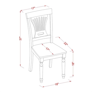 Pemberly Row 3-Piece Dining Set with Slatted Back Chairs in Black & Cherry