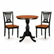 Pemberly Row 3-Piece Dining Set with Slatted Back Chairs in Black & Cherry