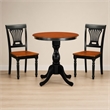 Pemberly Row 3-Piece Dining Set with Slatted Back Chairs in Black & Cherry