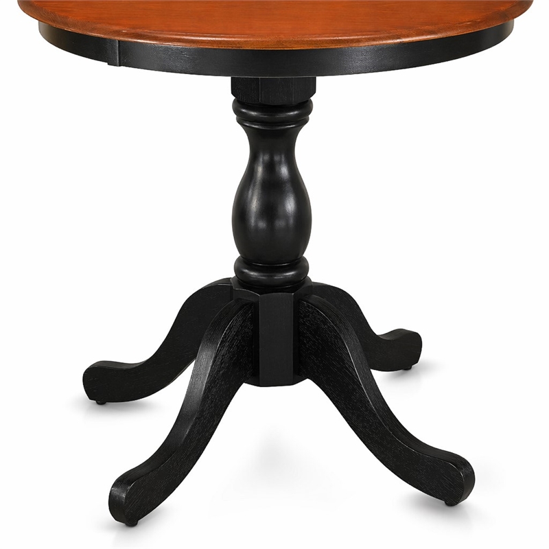 Pemberly Row 3-Piece Dining Set with Slatted Back Chairs in Black & Cherry