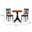 Pemberly Row 3-Piece Dining Set with Slatted Back Chairs in Black & Cherry