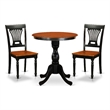 Pemberly Row 3-Piece Dining Set with Slatted Back Chairs in Black & Cherry
