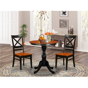 Pemberly Row 3-Piece Dining Set with X Back Chairs in Black & Cherry