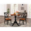 Pemberly Row 3-Piece Dining Set with X Back Chairs in Black & Cherry