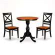 Pemberly Row 3-Piece Dining Set with X Back Chairs in Black & Cherry