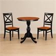Pemberly Row 3-Piece Dining Set with X Back Chairs in Black & Cherry