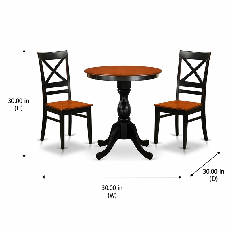 Pemberly Row 3-Piece Dining Set with X Back Chairs in Black & Cherry