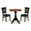 Pemberly Row 3-Piece Dining Set with Wooden Seats and Black Base