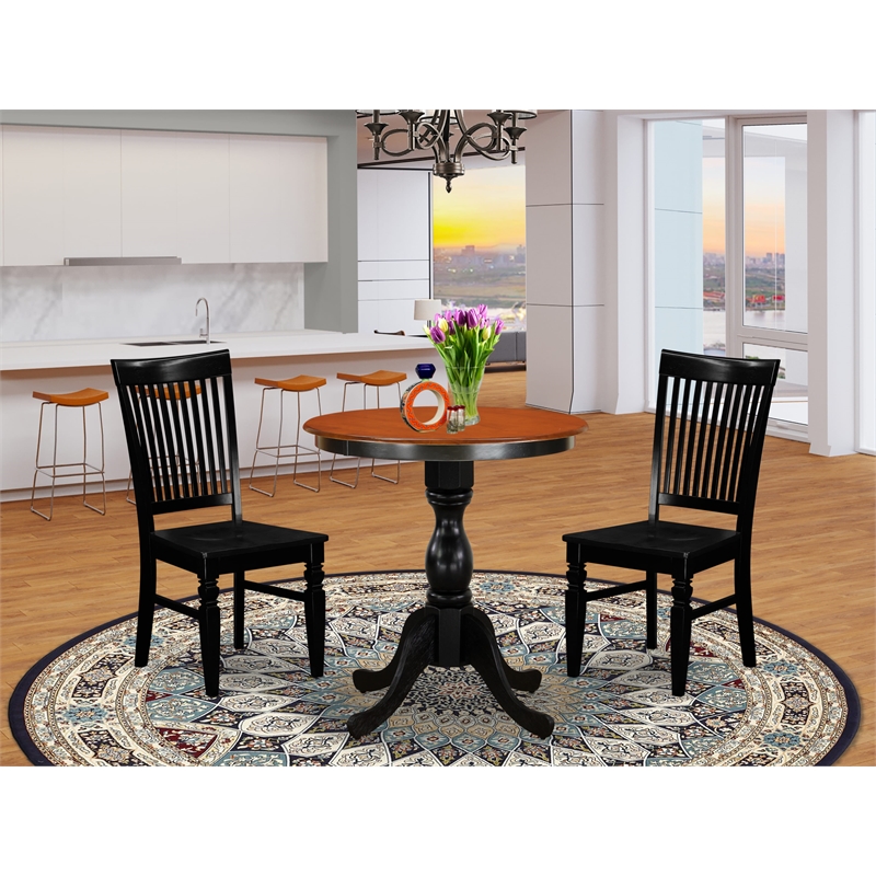 Pemberly Row 3-Piece Cherry Table Set with Slatted Chairs