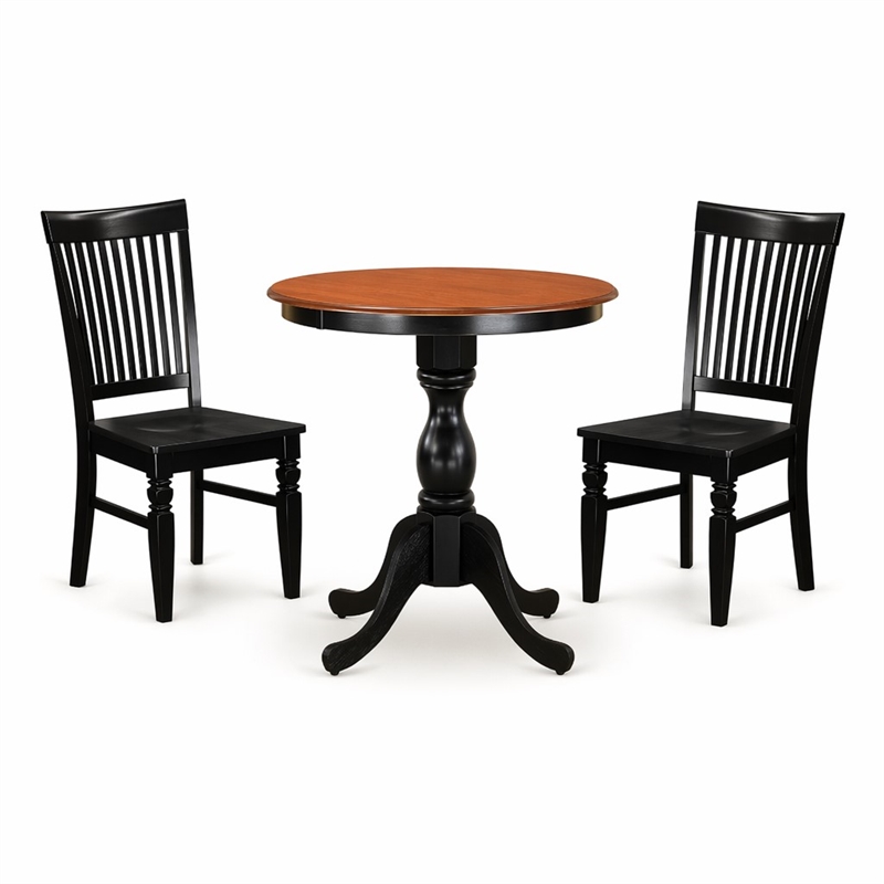 Pemberly Row 3-Piece Cherry Table Set with Slatted Chairs