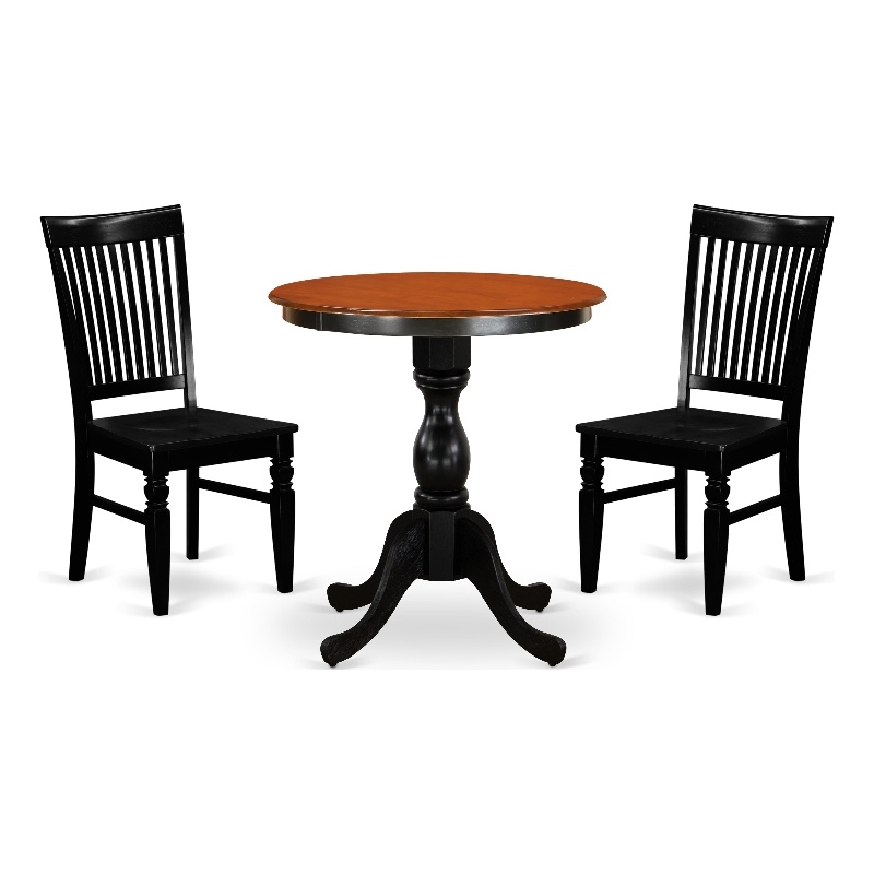 Pemberly Row 3-Piece Cherry Table Set with Slatted Chairs