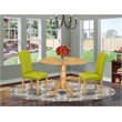 Pemberly Row 3-Piece Dining Set with Round Table in Oak and Autumn Green