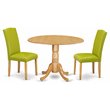 Pemberly Row 3-Piece Dining Set with Round Table in Oak and Autumn Green