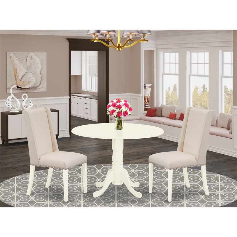 Pemberly Row 3-Piece Wood Dining Set in Linen White and Cream Finish