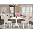 Pemberly Row 3-Piece Wood Dining Set in Linen White and Cream Finish