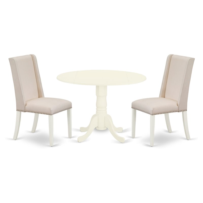 Pemberly Row 3-Piece Wood Dining Set in Linen White and Cream Finish