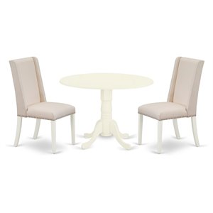 Pemberly Row 3-Piece Wood Dining Set in Linen White and Cream Finish