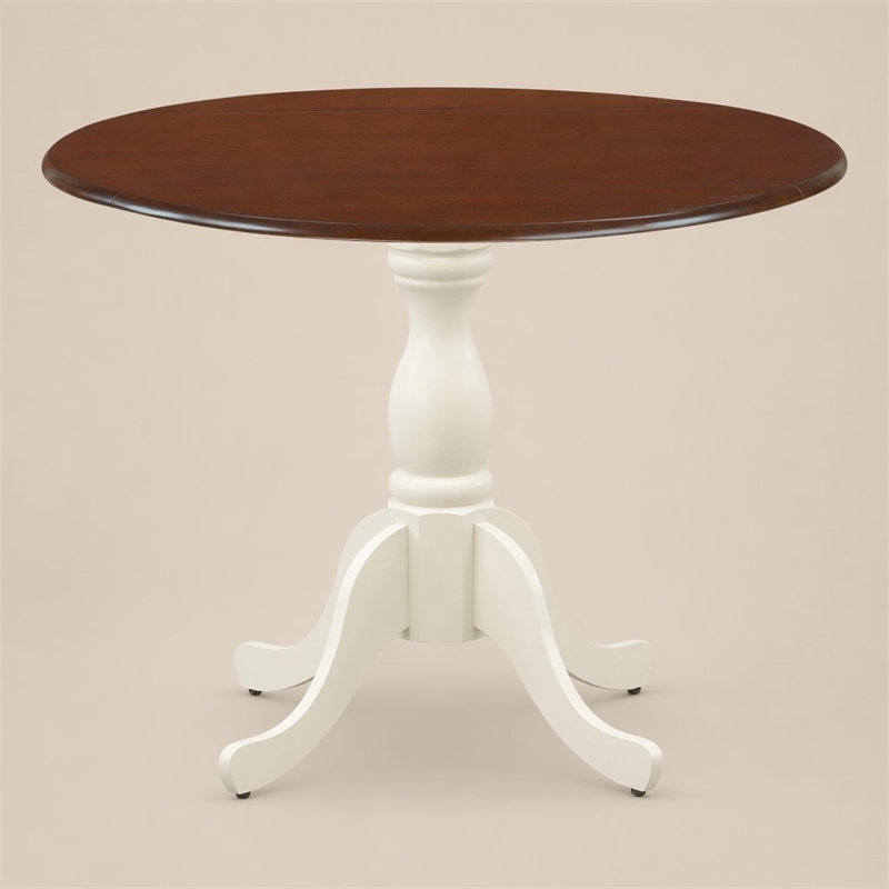 Pemberly Row Round Rubberwood Dining Table in Mahogany Finish