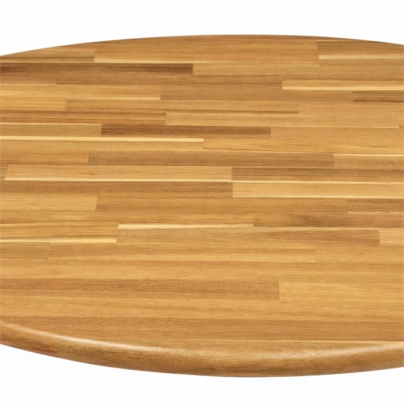 Pemberly Row Round Rubberwood Dining Table in Natural Finish