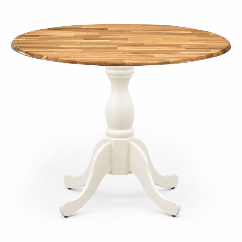 Pemberly Row Round Rubberwood Kitchen Table in Natural Finish
