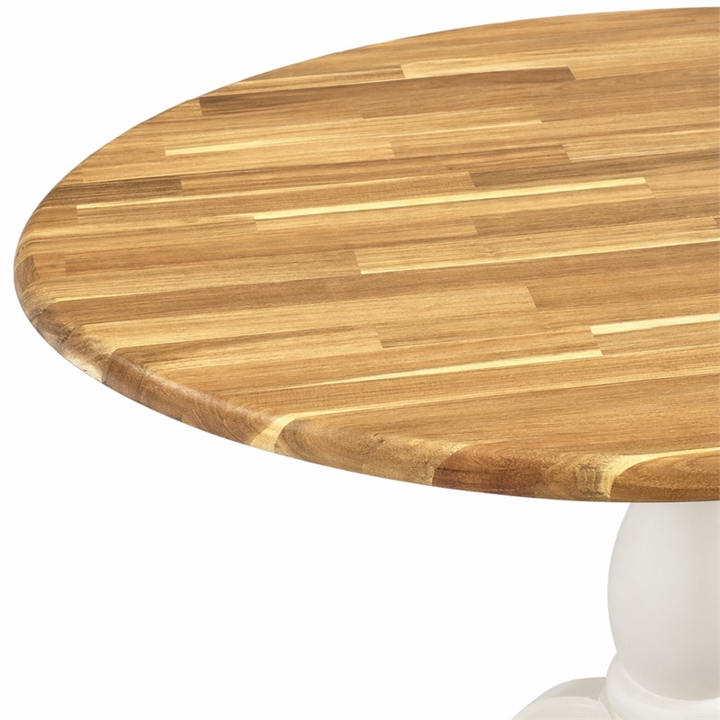 Pemberly Row Round Rubberwood Kitchen Table in Natural Finish