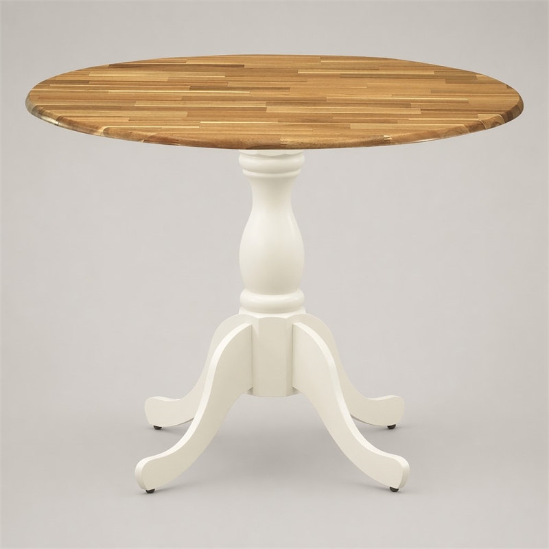 Pemberly Row Round Rubberwood Kitchen Table in Natural Finish