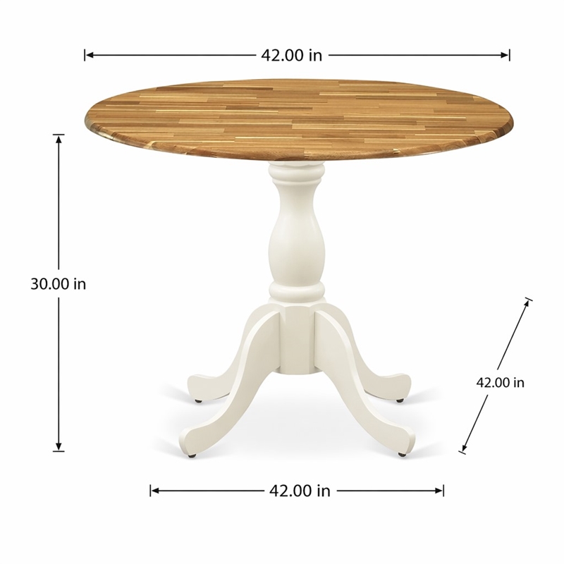 Pemberly Row Round Rubberwood Kitchen Table in Natural Finish