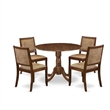 Pemberly Row 5 Piece Dining Set with Walnut Finish and Faux Leather Seats