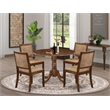 Pemberly Row 5 Piece Dining Set with Walnut Finish and Faux Leather Seats