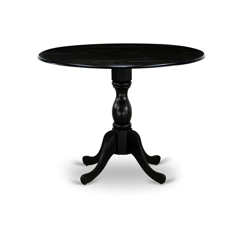 Pemberly Row 3-Piece Dining Set in Wire Brushed Black Wood with Linen Seats