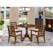 Pemberly Row 5-Piece Dining Table Set in Walnut Finish with Linen Seats
