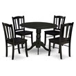 Pemberly Row 5-Piece Wooden Dining Set with Black Finish and Round Table