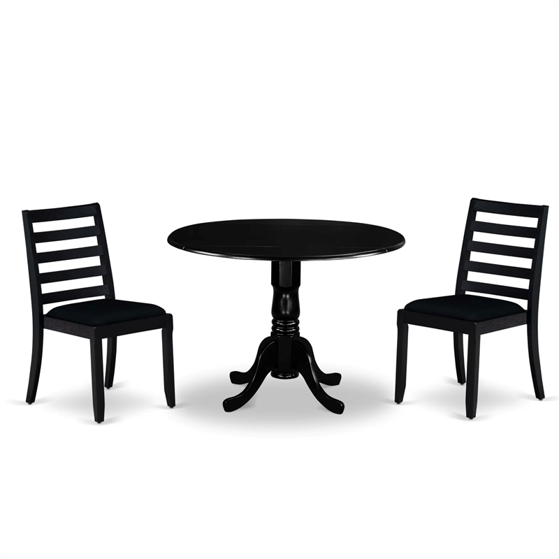 Pemberly Row 3-Piece Black Dining Set with Linen Upholstered Chairs