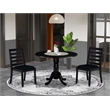 Pemberly Row 3-Piece Black Dining Set with Linen Upholstered Chairs