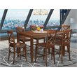 Pemberly Row 7-Piece Wood Counter Height Dining Set in Mahogany Finish