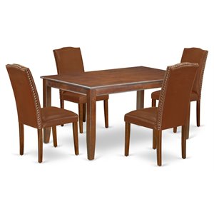 Pemberly Row 5-Piece Wood Dining Table Set in Mahogany Finish