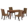 Pemberly Row 5-Piece Dining Room Set with Mahogany Table and Beige Chairs