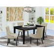 Pemberly Row 5-Piece Dining Set in Linen Fabric Black/Light Beige