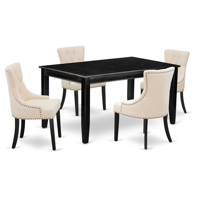 Pemberly Row 5-Piece Dining Set in Linen Fabric Black/Light Beige