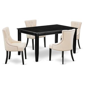 Pemberly Row 5-Piece Dining Set in Linen Fabric Black/Light Beige