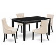 Pemberly Row 5-Piece Dining Set in Linen Fabric Black/Light Beige