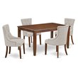 Pemberly Row 5-Piece Dining Set in Linen Fabric Mahogany/Doeskin