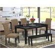 Pemberly Row 6-Piece Wood Dining Set with Linen Seats in Black/Light Sable