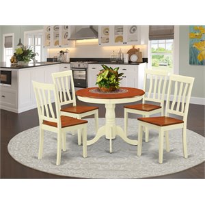 Pemberly Row 5-Piece Wood Dining Set Buttermilk/Cherry Finish Slatted Back