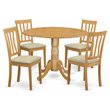 Pemberly Row 5-Piece Wood Dinette Set Oak Finish with Slatted Back Chairs