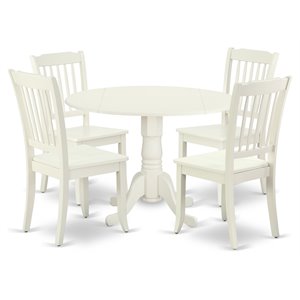 Pemberly Row 5-Piece Wood Dining Table Set with Slatted Chairs in White