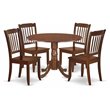 Pemberly Row 5-Piece Wood Dining Set with Slat Back Chairs in Mahogany